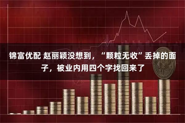 锦富优配 赵丽颖没想到，“颗粒无收”丢掉的面子，被业内用四个字找回来了